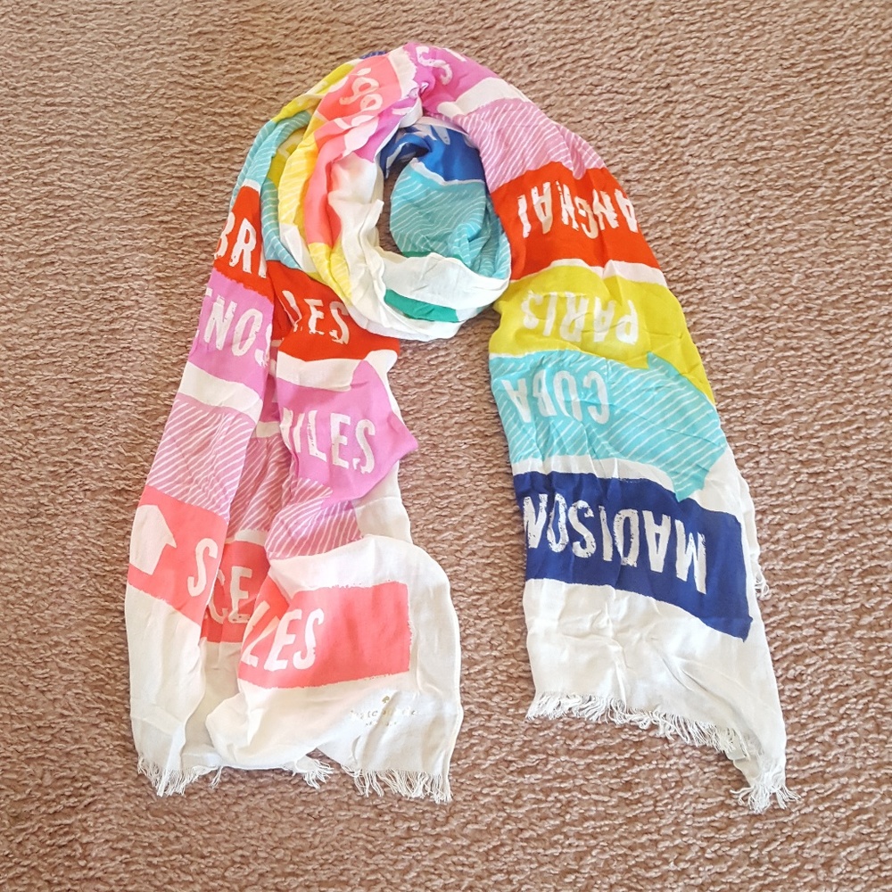 Kate Spade Colorful World Traveler Long Scarf - Picture 2 of 7